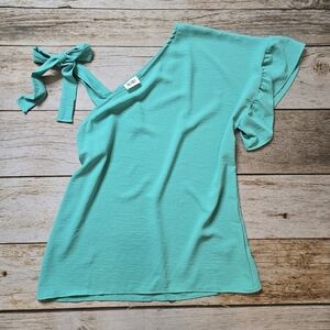Teal Wrap Dress with Tie Detail